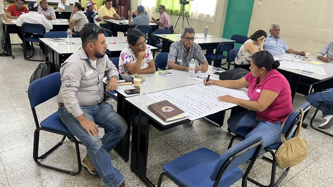 Productores de locoro de la región oriente, aportando sobre su experiencia en el involucramiento con las investigaciones de loroco